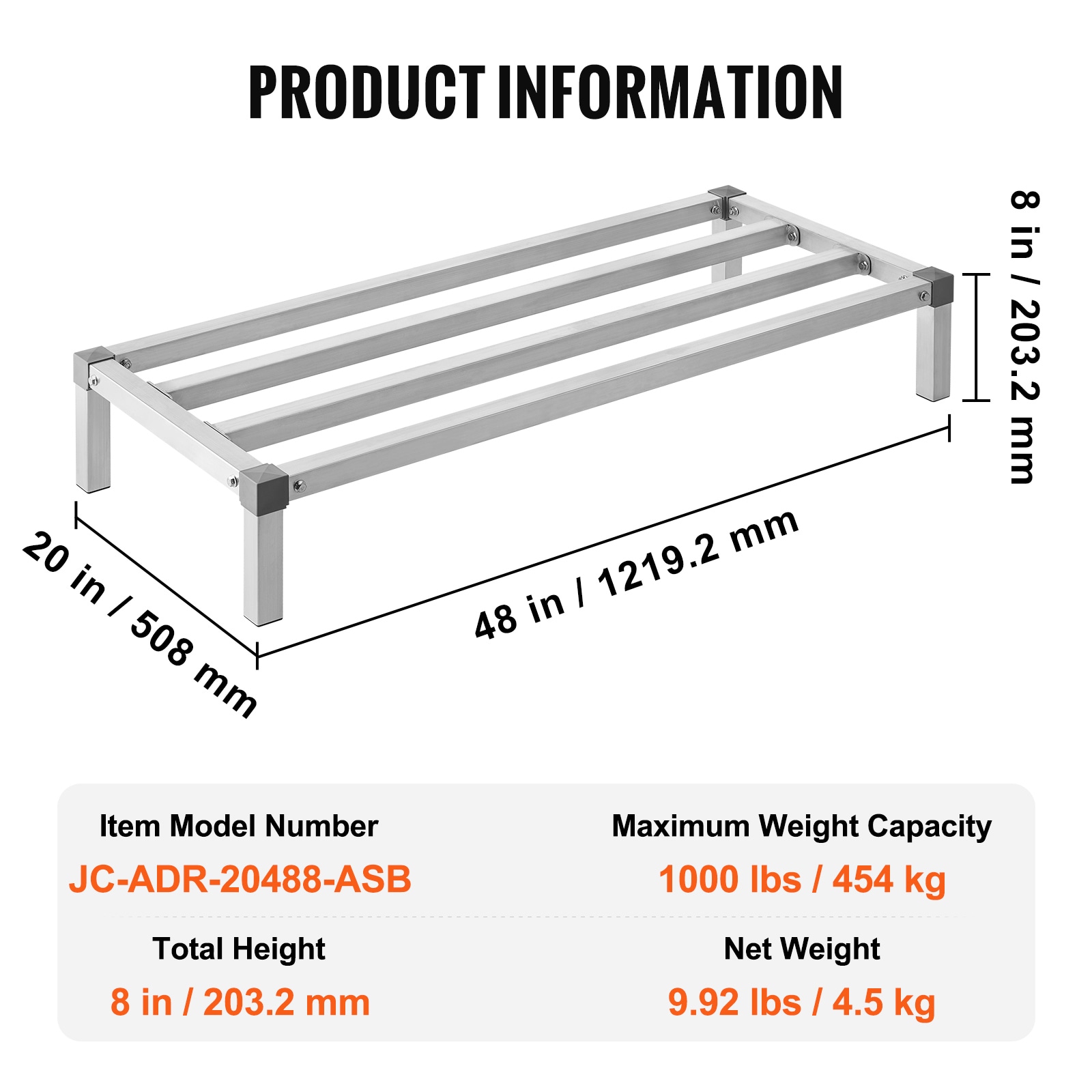 Aluminum Dunnage Rack For Commercial Kitchen And Food Storage_voghion.com